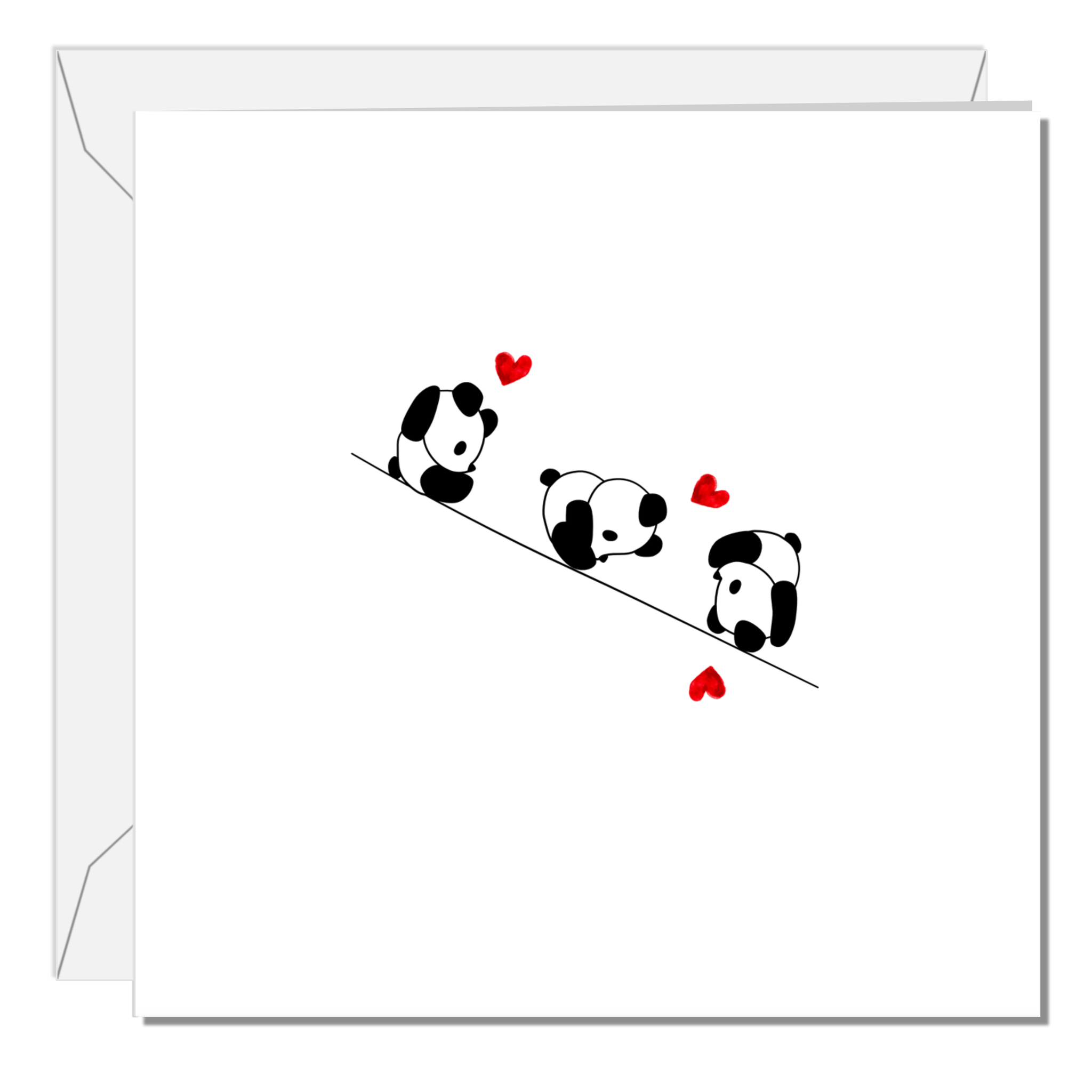 Handmade Love theme greeting card- Panda Love greeting card